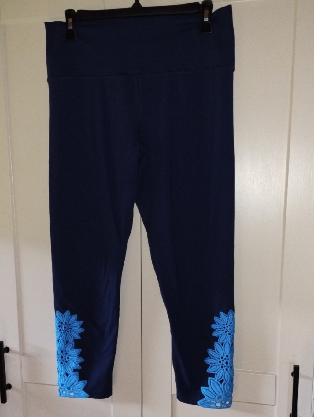 aerie Navy Active Crop Leggings with Logo Detail